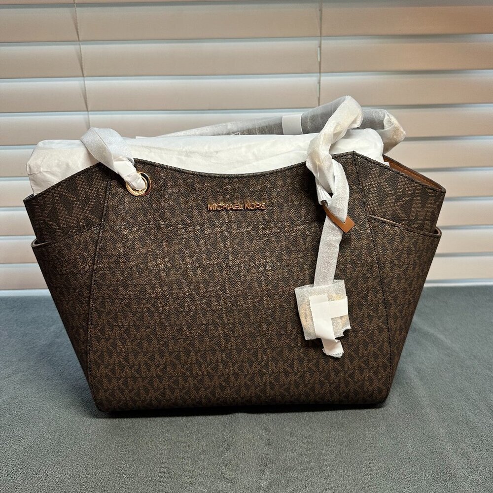 💼 MICHAEL KORS JET SET LARGE SIGNATURE LOGO SHOULDER BAG - BRAND NWT 💼 - Picture 5 of 12